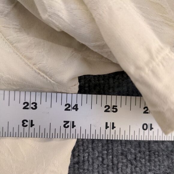 Island Shores Men's Washable Silk Button Up Shirt Cream XL Short Sleeve Pocket - Picture 16 of 16